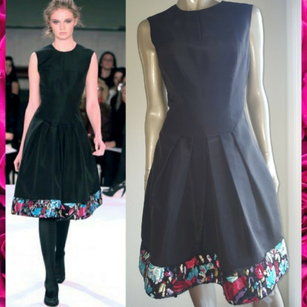 $4,800 OSCAR DE LA RENTA BEAUTIFUL ART - BLACK EXCL EMBR BEAD SILK RUNWAY US 8